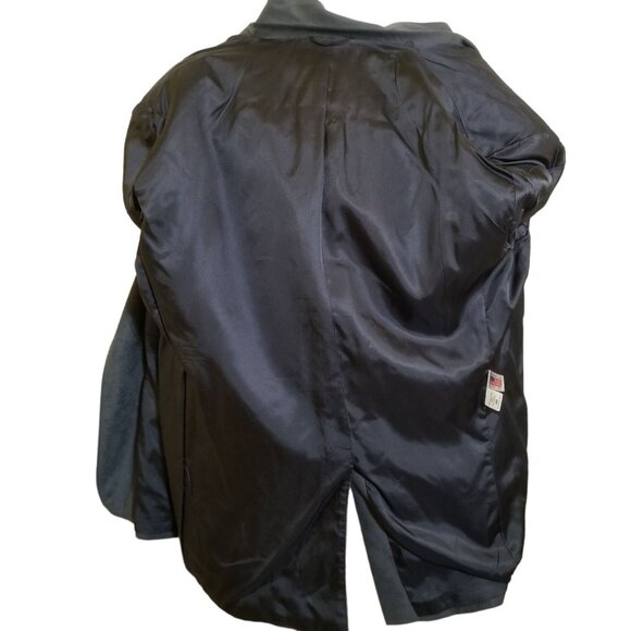 Circle S Dallas Texas Mens Blazer Sport Coat 48R Blue Micro Suede Two Button USA - Picture 2 of 15